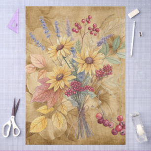 Watercolor Fall Wildflowers on Parchment Tissue Paper
