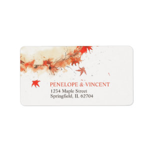 Watercolor Fall Wreath Wedding Label