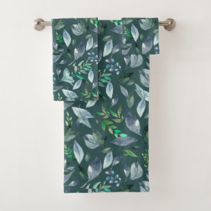 Watercolor fallen leaves 5 bath towel set