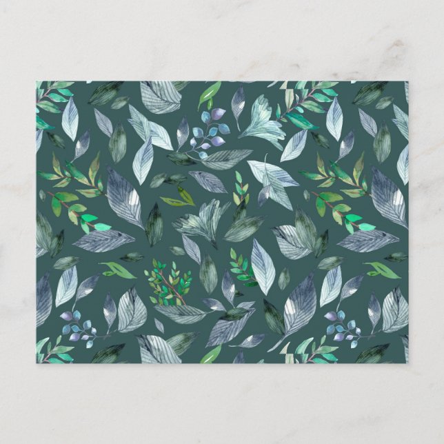 Watercolor fallen leaves 5 holiday postcard (Front)