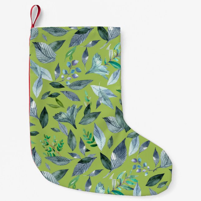 Watercolor fallen leaves 6 small christmas stocking (Front)
