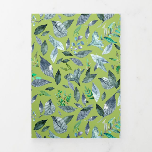 Watercolor fallen leaves 6 Tri-Fold announcement (Cover)