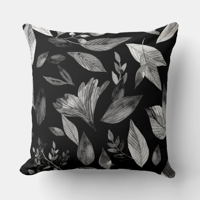 Watercolor fallen leaves 9 throw pillow (Front)