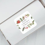 Watercolor Family Christmas Holidays Square Sticker<br><div class="desc">Introducing our Custom Christmas Open House sticker that promises to spread holiday cheer and set the tone for your festive gathering! Our uniquely designed stickers captures the true essence of the holiday spirit. Adorned with vibrant greenery foliage, luscious berries, and a classic toy nutcracker, this label is the perfect way...</div>
