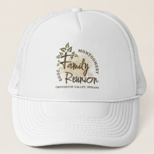 Watercolor Family Reunion Script Tree Name Year Trucker Hat