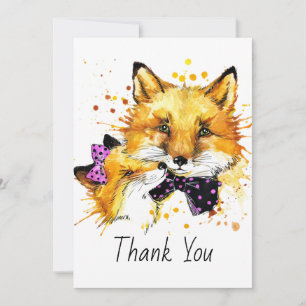 Watercolor Fancy Foxes Thank You Card