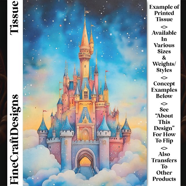Watercolor Fantasy Castle In Clouds CK1 Decoupage Tissue Paper (Creator Uploaded)