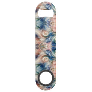 Watercolor Fantasy Floral Pastel Blue & Cream Bar Key