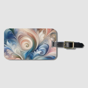 Watercolor Fantasy Floral Pastel Blue & Cream  Luggage Tag
