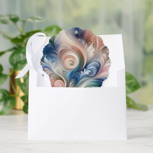 Watercolor Fantasy Floral Pastel Blue & Cream  Ornament Card (Envelope)