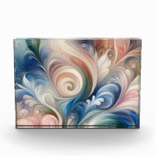 Watercolor Fantasy Floral Pastel Blue & Cream Photo Block