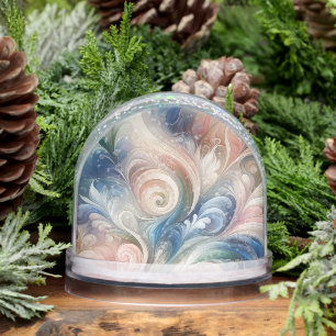 Watercolor Fantasy Floral Pastel Blue & Cream  Snowglobe