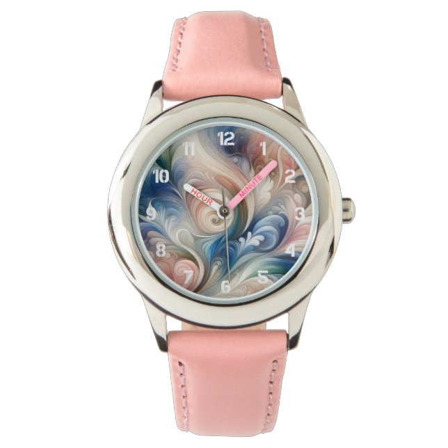Watercolor Fantasy Floral Pastel Blue & Cream  Watch (Front)