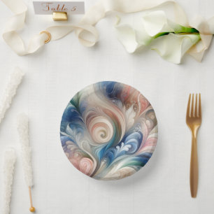 Watercolor Fantasy Floral Romantic Pattern Paper Plate
