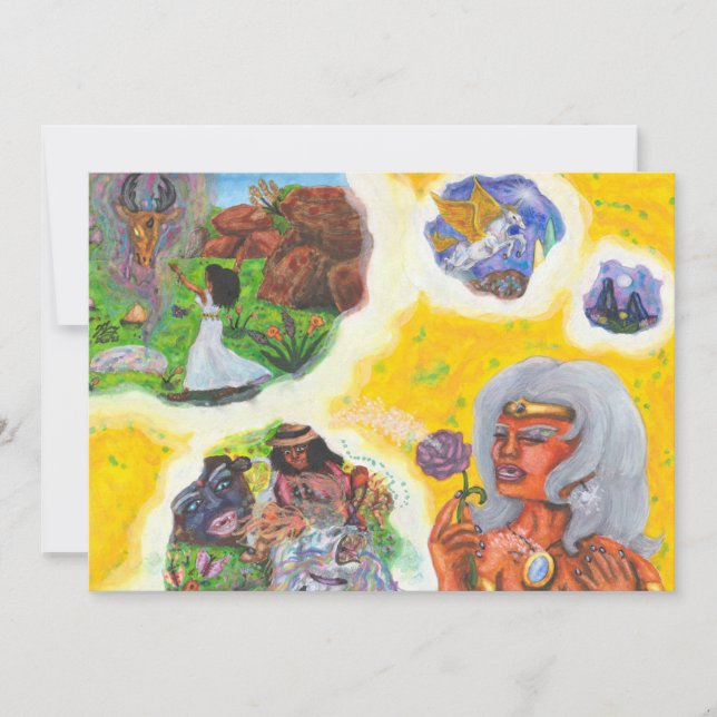 Watercolor Fantasy Goddess Dreams Love Dimension Invitation (Front)