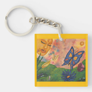 watercolor fantasy illustration woman goddess life keychain