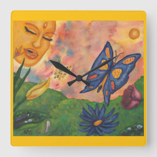 watercolor fantasy illustration woman goddess life square wall clock