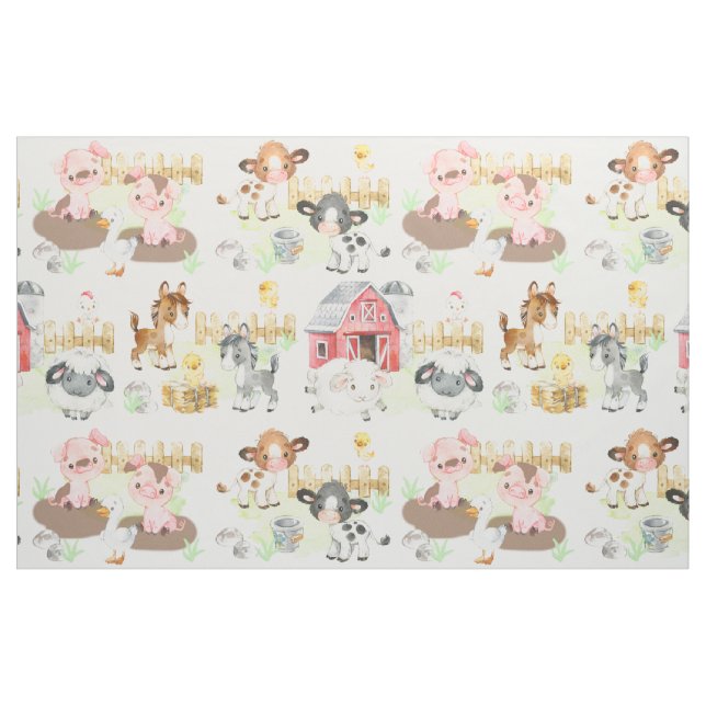 Watercolor Farm Animals Baby Nursery Fabric (Fat Quarter)
