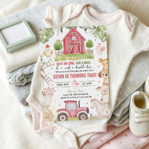 Watercolor Farm Animals Birthday Invitation