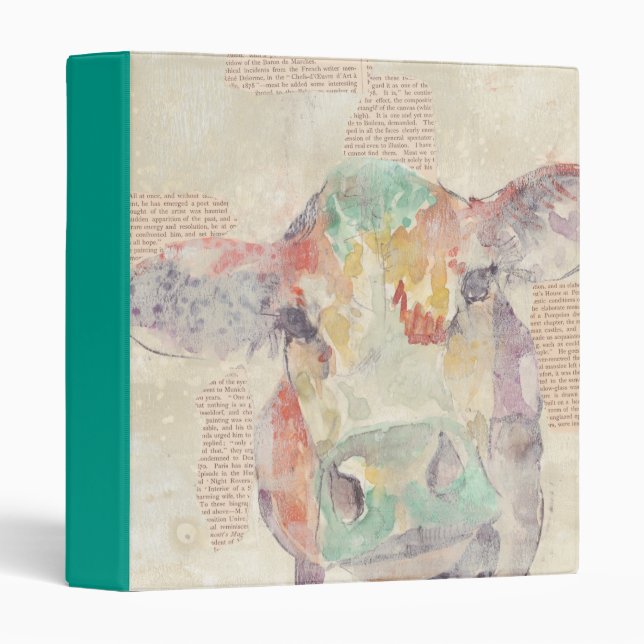 Watercolor Farm Collage Cow Binder (Front/Spine)