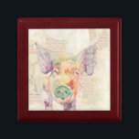 Watercolor Farm Collage Pig Gift Box<br><div class="desc">Farm Collage Pig  Artist: Jennifer Goldberger</div>