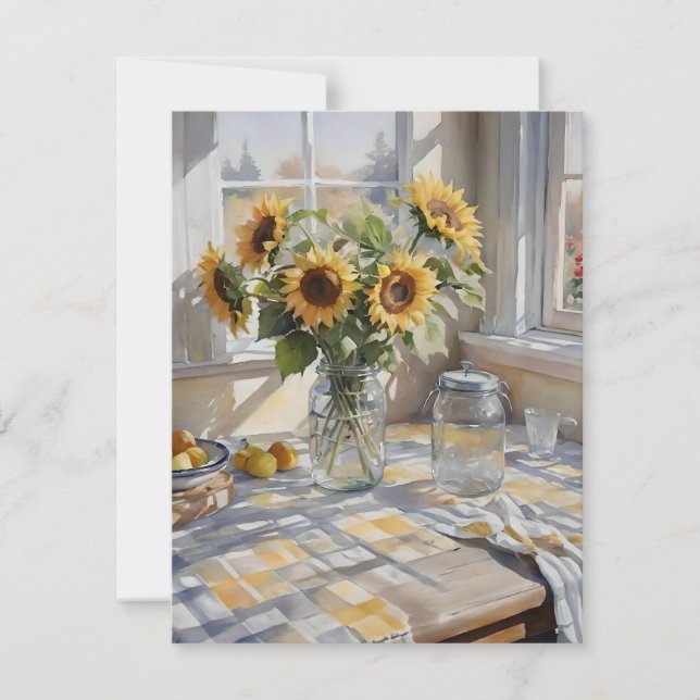 Watercolor Farm Kitchen Table B Holiday Card (Front)