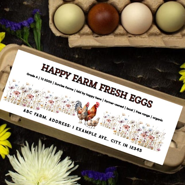 Watercolor Farm Large Egg Carton Label (Creator Uploaded)