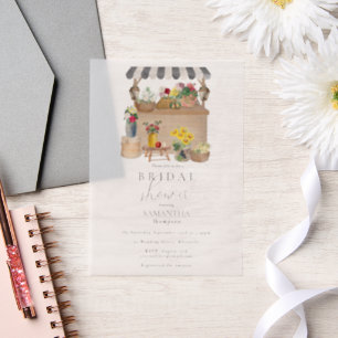 Watercolor Farmer's Flower Market Bridal Shower Vellum Invitations