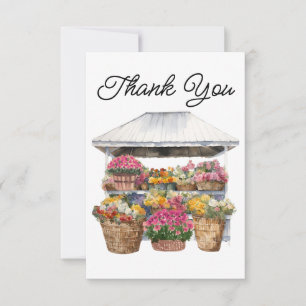 Watercolor Farmer's Market Flower Shop Floral Thank You Card