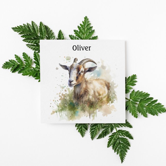 Watercolor Farmhouse Goat, custom Holiday Card (Creator Uploaded)