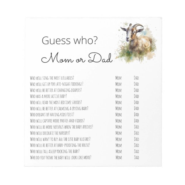 Watercolor Farmhouse Goat, custom  Notepad (Front)