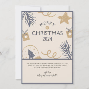 Watercolor Farmhouse "Merry Christmas 2024" Holiday Card