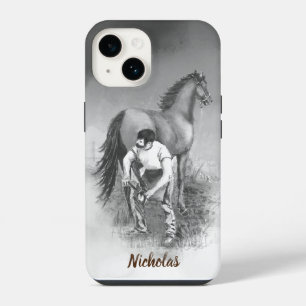 Watercolor Farrier Horse Shoeing Art Custom Name iPhone 14 Case