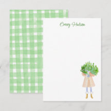 Watercolor Fashion Girl with Greenery Personalized