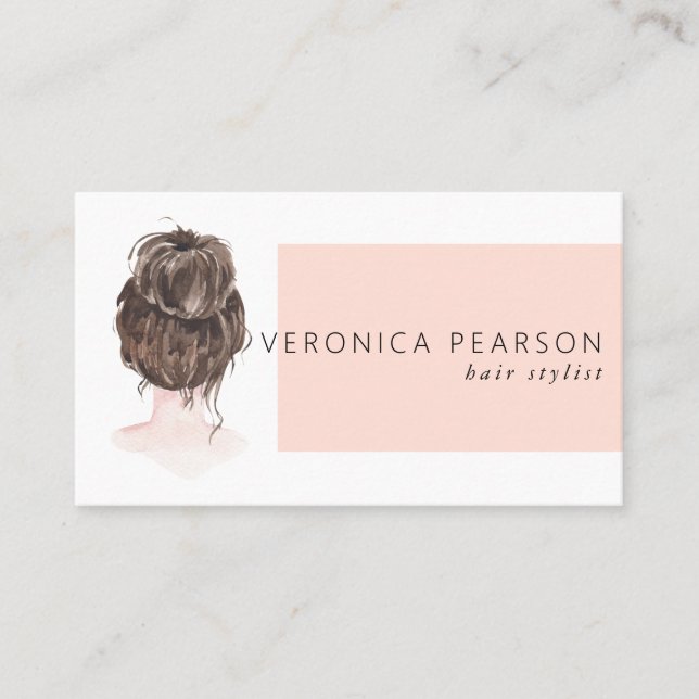 Watercolor Fashion Hair Illustration Business Business Card (Front)