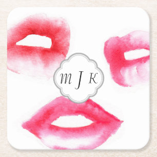 Watercolor Fashion Monogramed Coaster