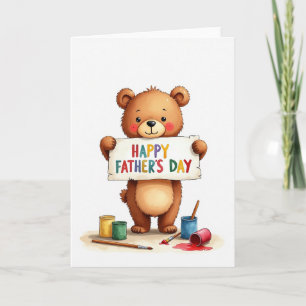 Watercolor Fathers Day Bear Card