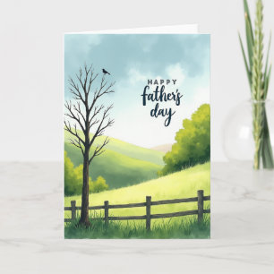 Watercolor Fathers Day Tree Card