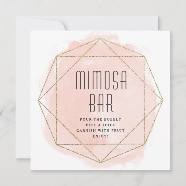 Watercolor faux glitter Mimosa bar sign Invitation (Front)
