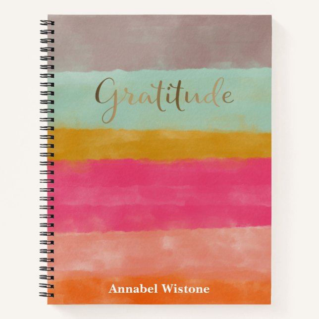 Watercolor Faux Gold Customized Gratitude Journal (Front)
