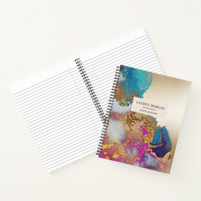 Watercolor Faux Gold Foil Personalized Monogram Notebook (Inside)