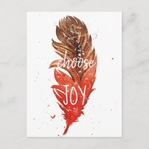 Watercolor Feather // Choose Joy Postcard