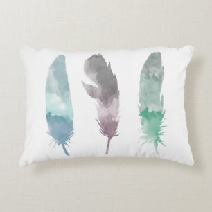 Watercolor Feather Double Sided Pillow