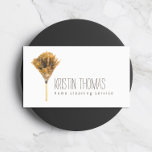 Watercolor Feather Duster Home Cleaning Service Business Card<br><div class="desc">A gold and brown-toned watercolor illustration of a feather duster gives an artistic feel to this cleaning service business card. The hand-drawn font for your name or business name is friendly and fresh. Art and design © 1201AM CREATIVE / www.1201am.com</div>