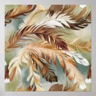 Watercolor Feather Pattern Poster