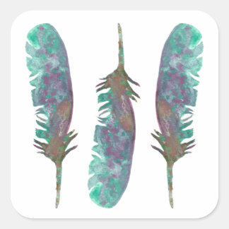 Watercolor Feather Stickers