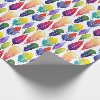 Watercolor feather wrapping paper