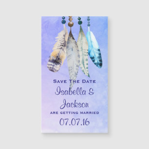 Watercolor Feathers and Beads Save The Date