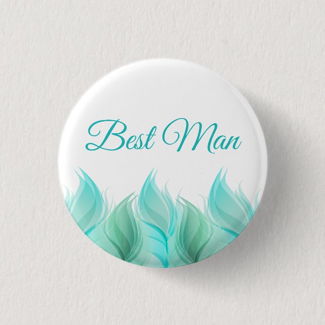 Watercolor Feathers Best Man 1 Inch Round Button (Front)