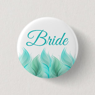 Watercolor Feathers Bride 1 Inch Round Button